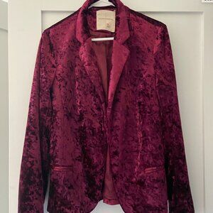 Burgundy velvet blazer